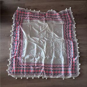 Pink and Cream Patterned Boho Scarf